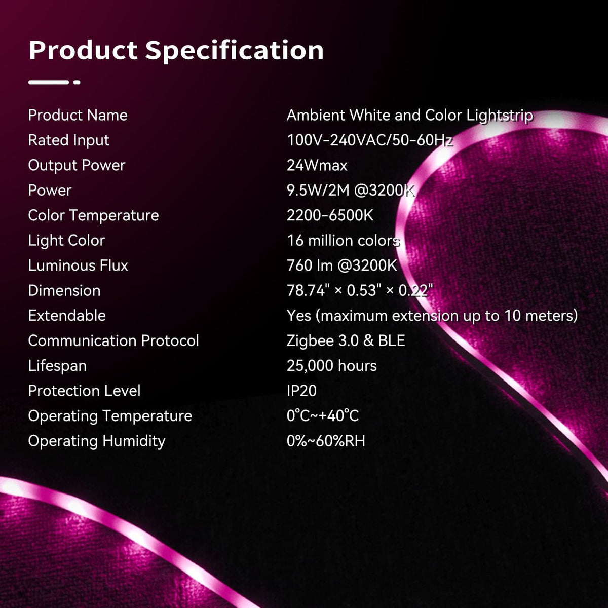 Zigbee Smart RGBCW LED Strip Light