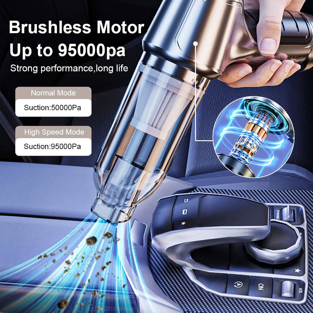 Portable Wireless Car Vacuum Cleaner (95000PA Strong Suction)