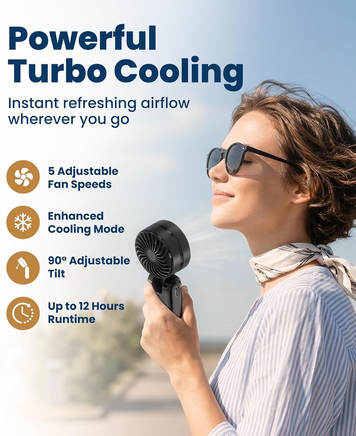 Rechargeable Handheld Cooling Fan with LED Display