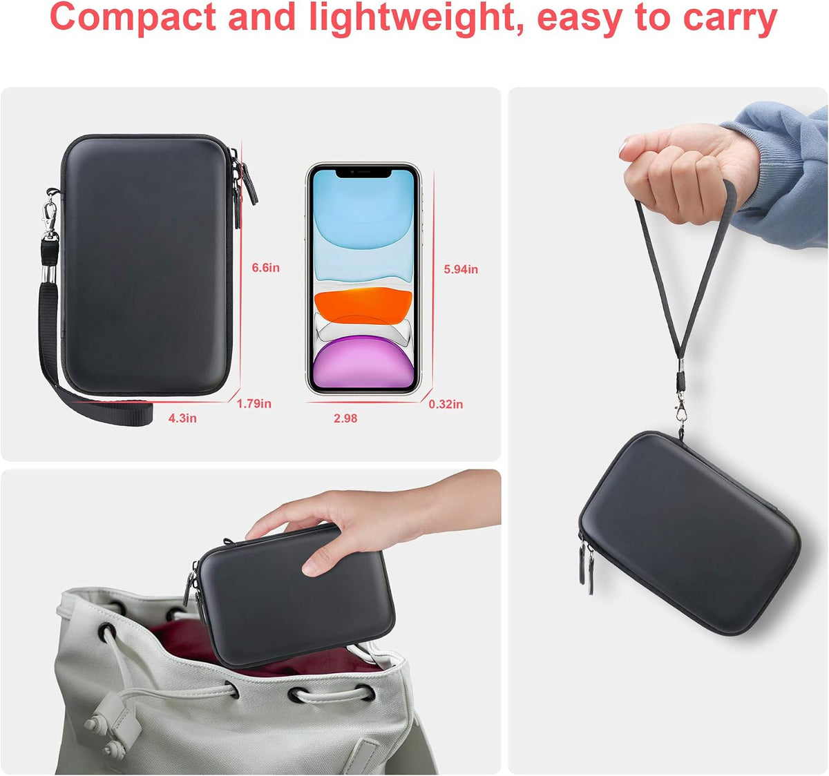 Hard Case Electronics Organizer with Charger Storage