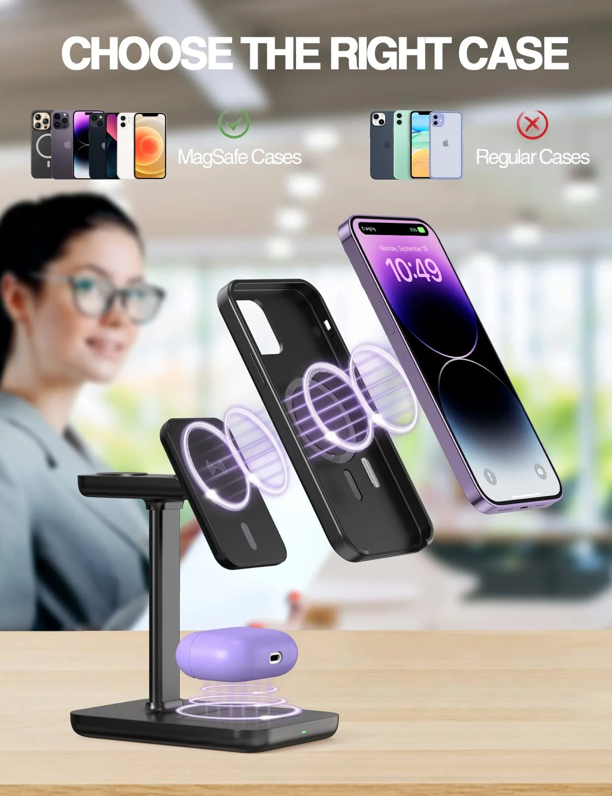 Magnetic 3-In-1 Wireless Charging Stand