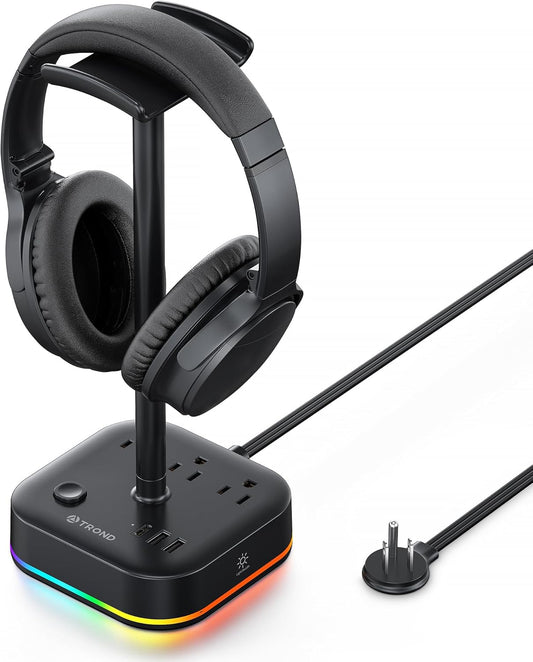Gaming Headset Stand with USB-C & AC Outlets