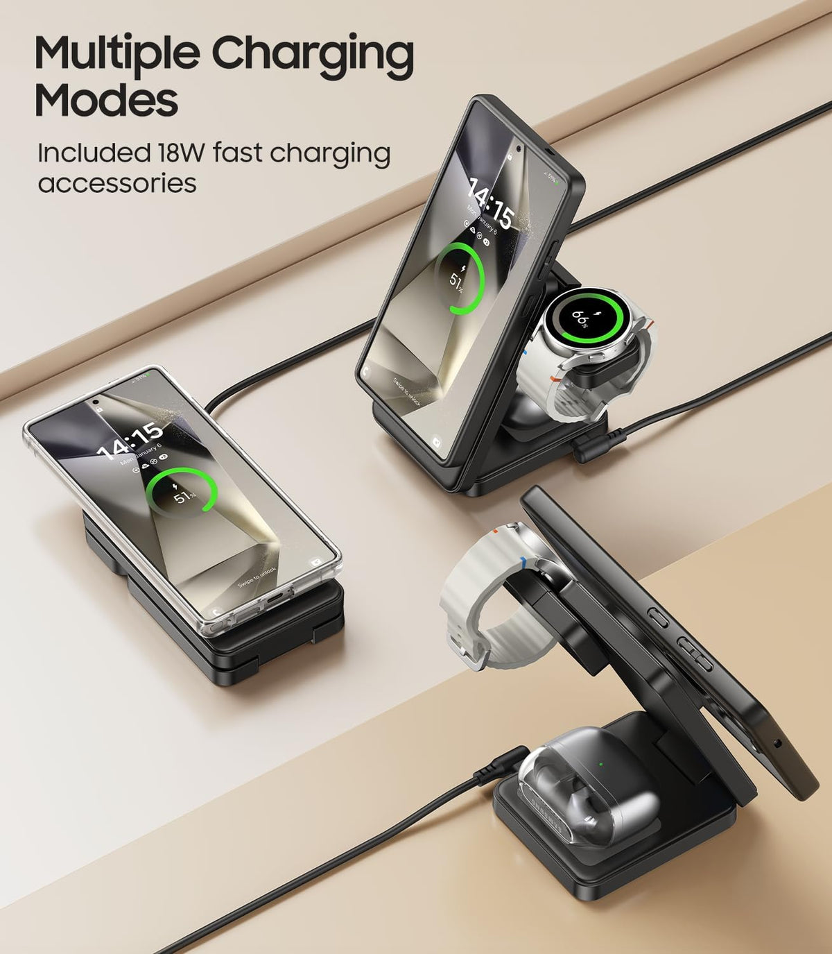 3-In-1 Magnetic Foldable Wireless Charger