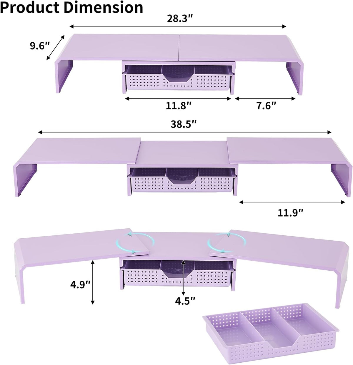 Dual Monitor Stand Riser with Storage Drawer