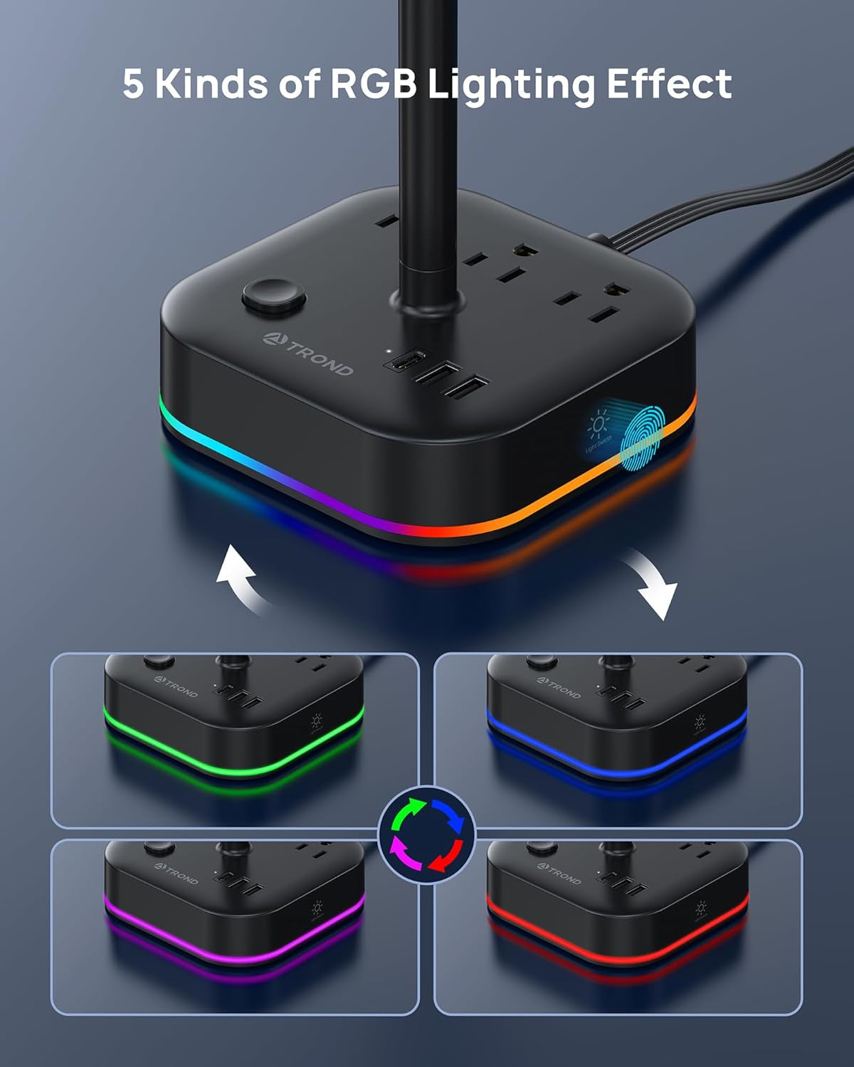 Gaming Headset Stand with USB-C & AC Outlets