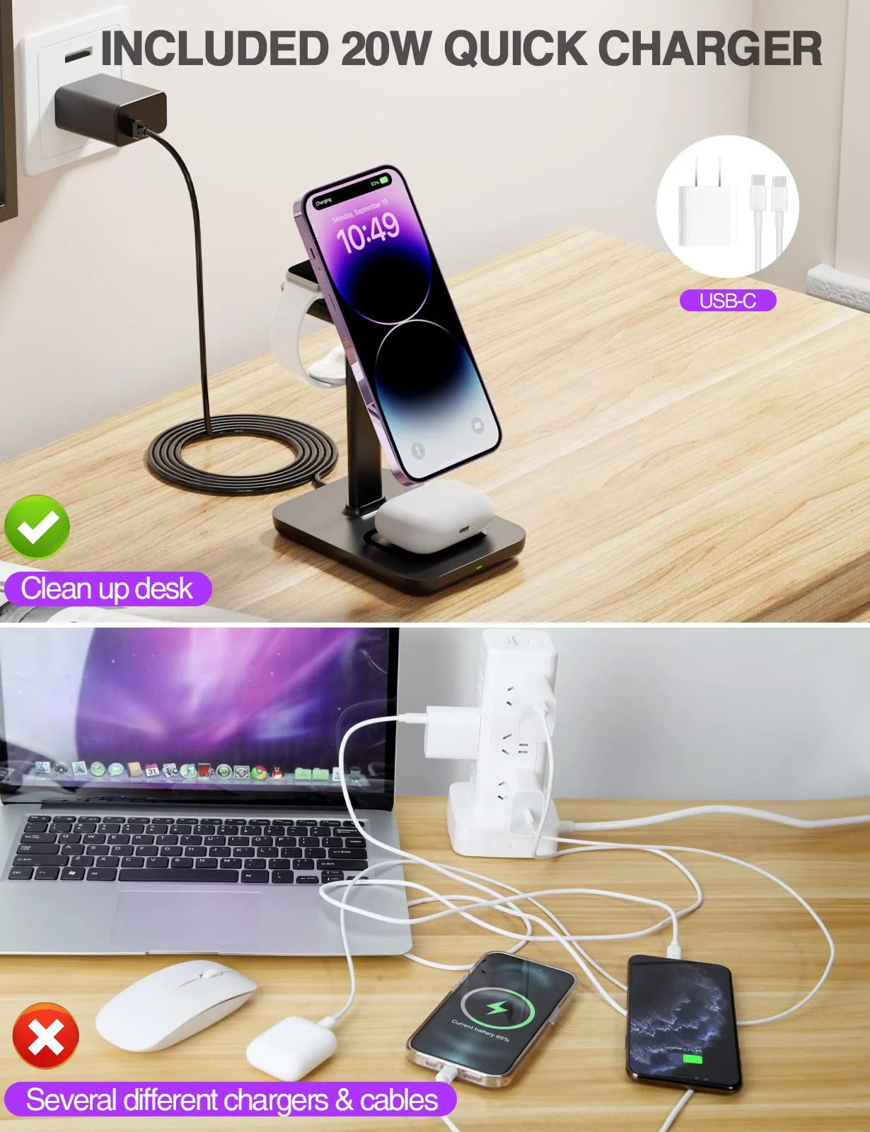 Magnetic 3-In-1 Wireless Charging Stand