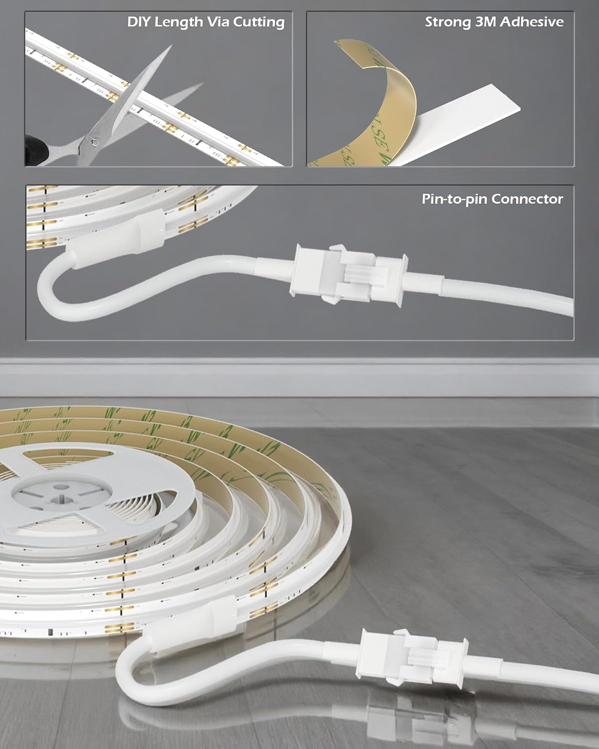 COB LED Strip Light with Music Sync & Remote