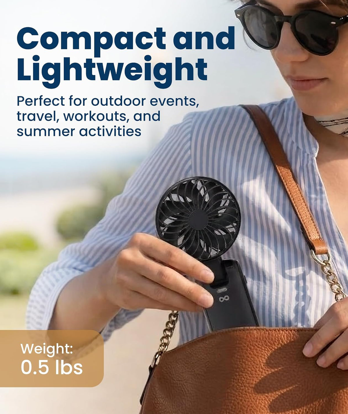 Rechargeable Handheld Cooling Fan with LED Display