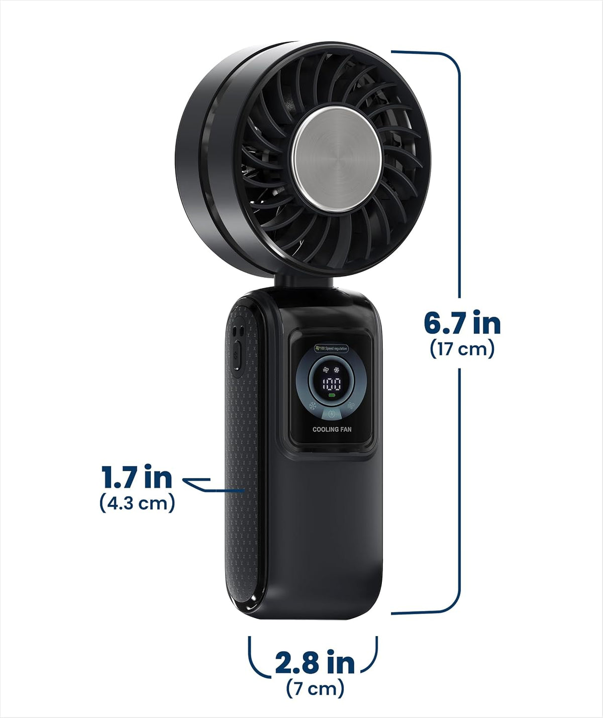 Rechargeable Handheld Cooling Fan with LED Display