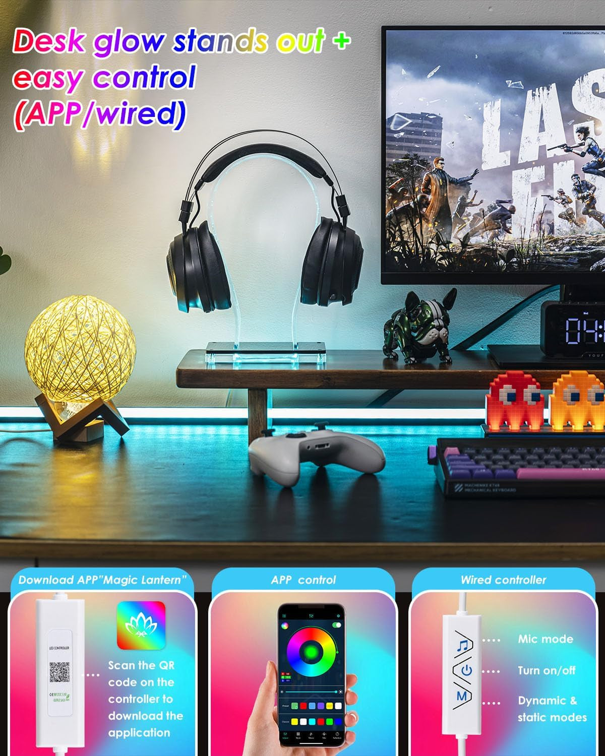 Acrylic RGB Headphone Stand with Music Sync