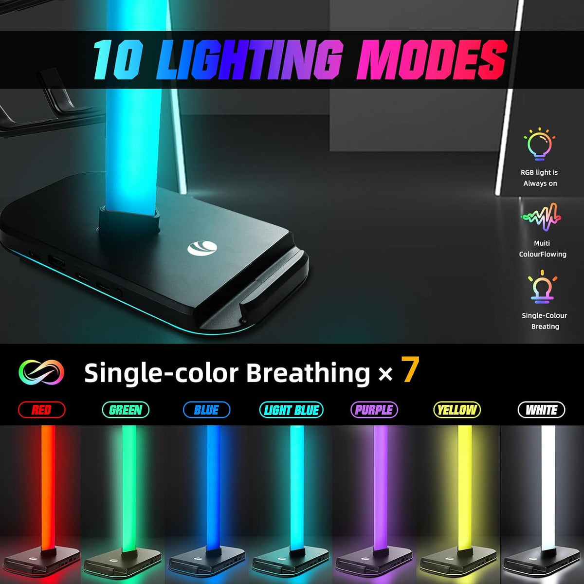 RGB Gaming Headphone & Controller Stand
