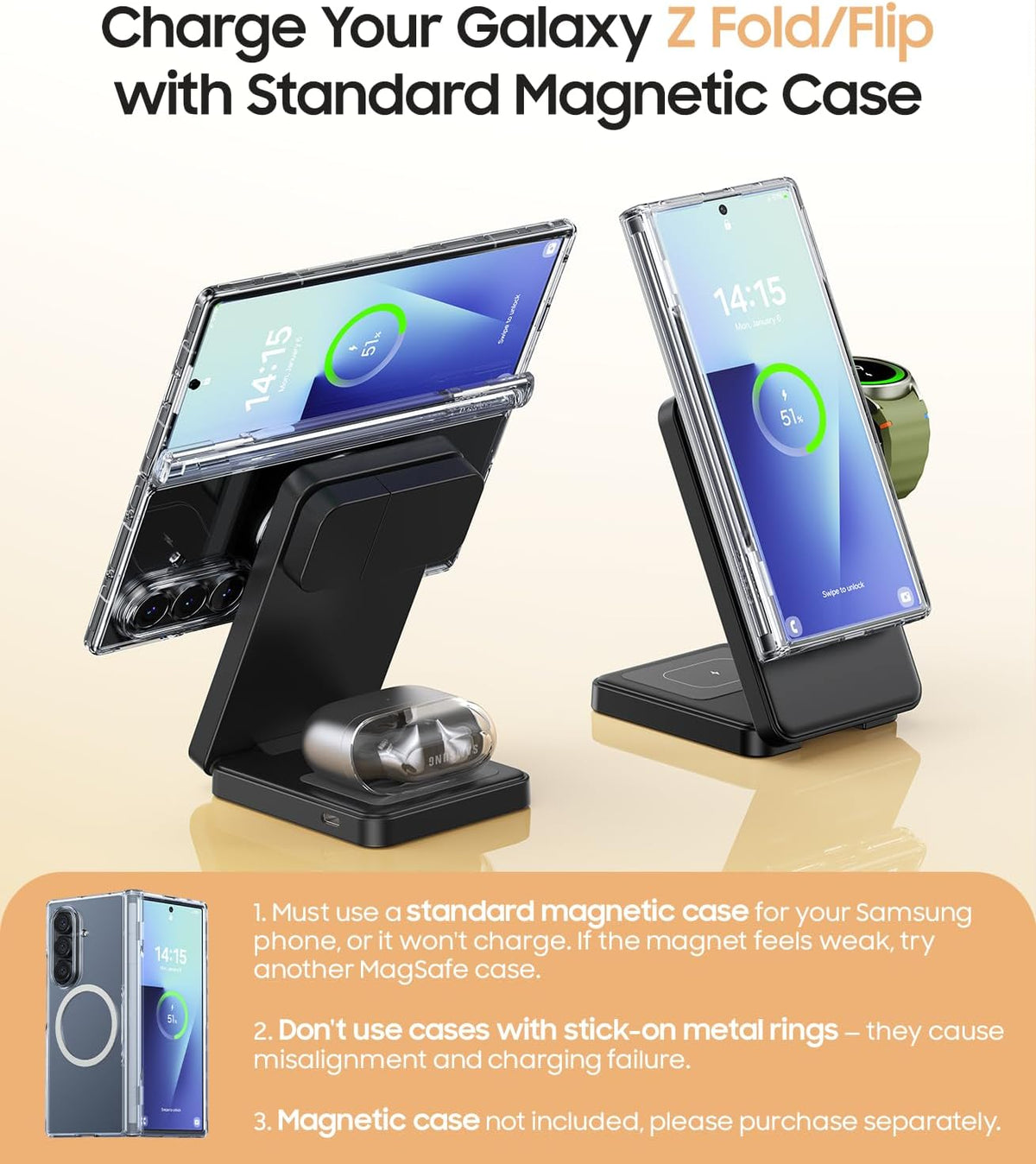 3-In-1 Magnetic Foldable Wireless Charger