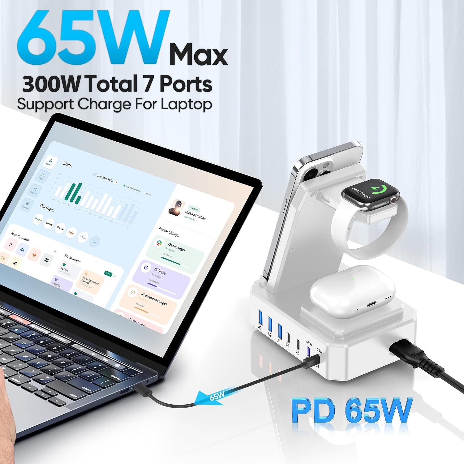 300W 10-In-1 Gan Charging Station