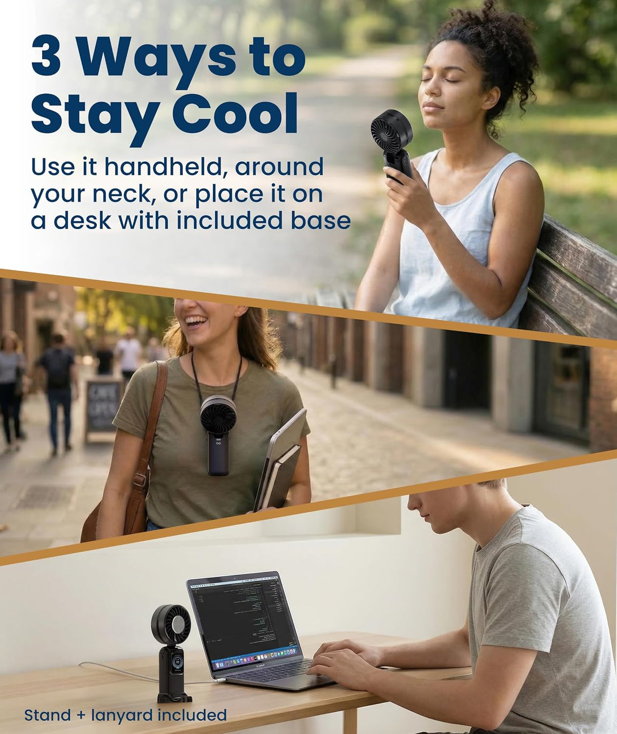 Rechargeable Handheld Cooling Fan with LED Display