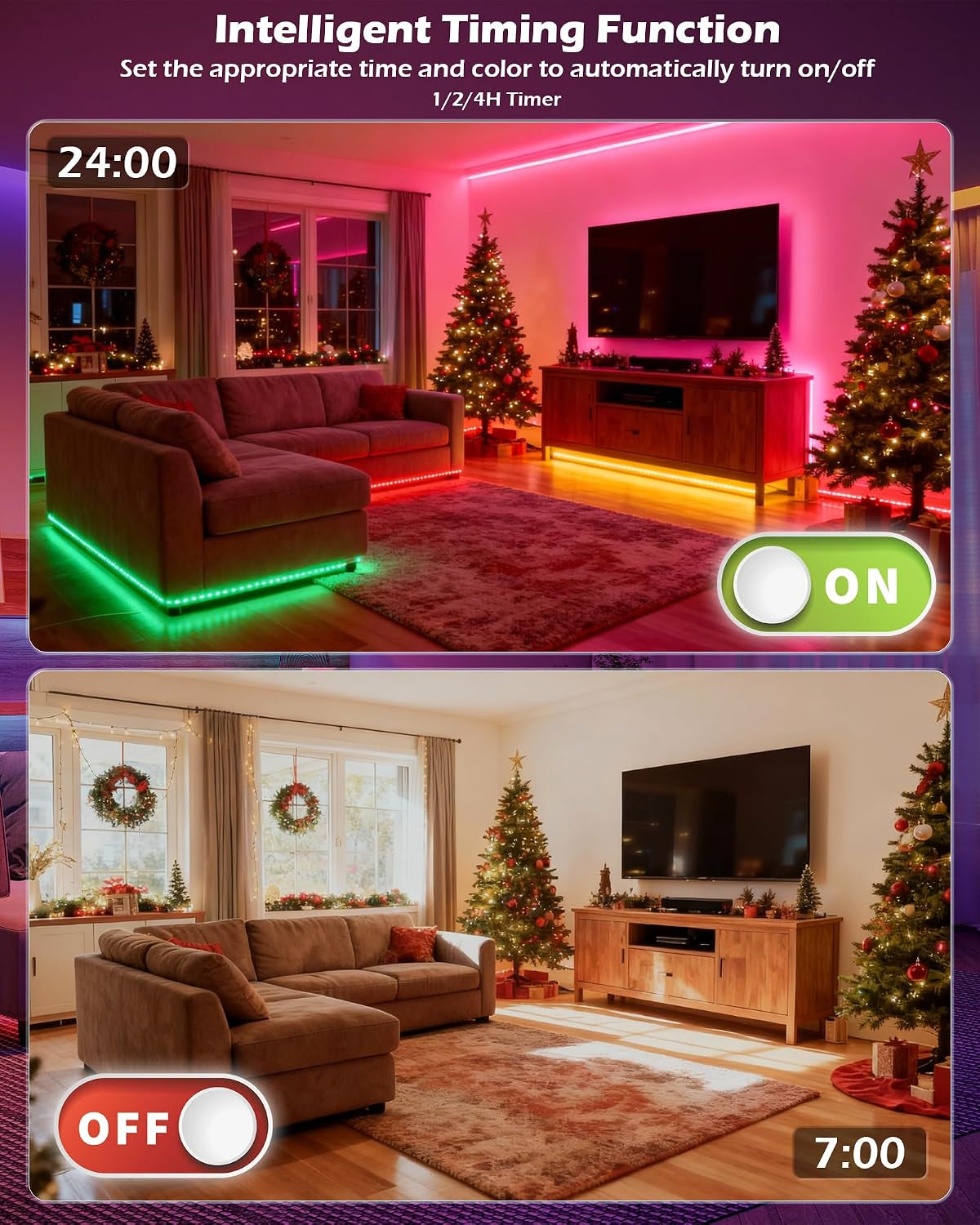 COB LED Strip Light with Music Sync & Remote