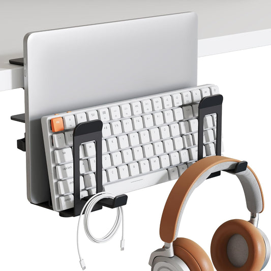 Vertical Under-Desk Laptop Stand with Headphone Holder
