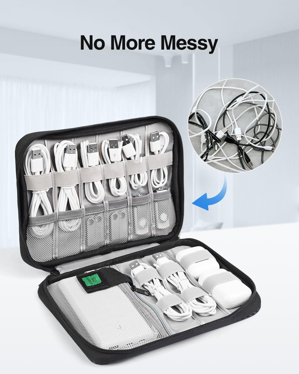 Portable Cord & Cable Organizer Bag