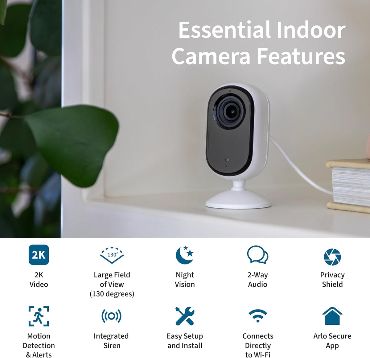 Arlo Essential Indoor Security Camera 2K