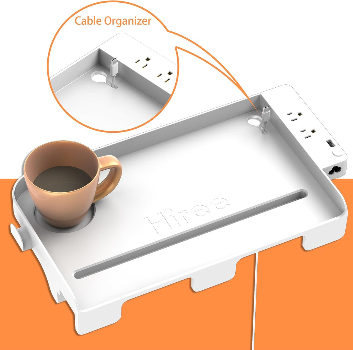 Bedside Caddy Shelf with USB Charging & Outlets