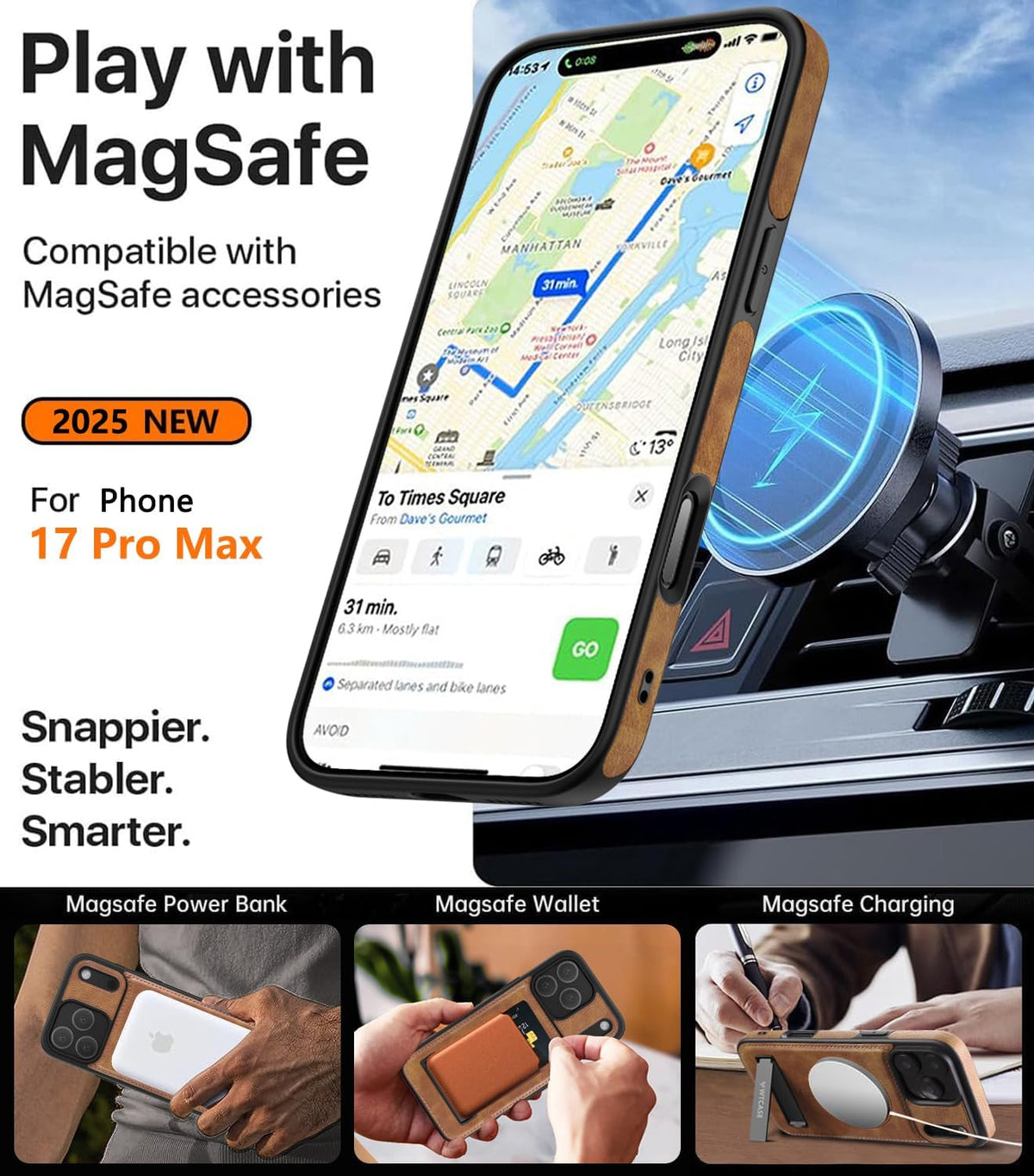 Magsafe Compatible Leather Case with Kickstand