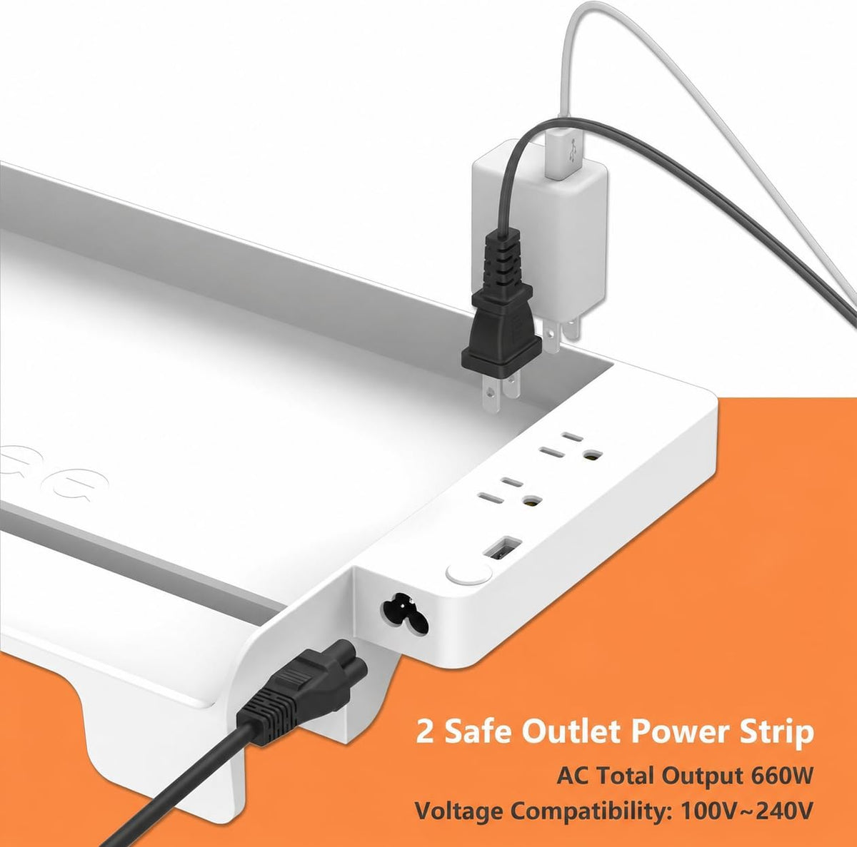Bedside Caddy Shelf with USB Charging & Outlets