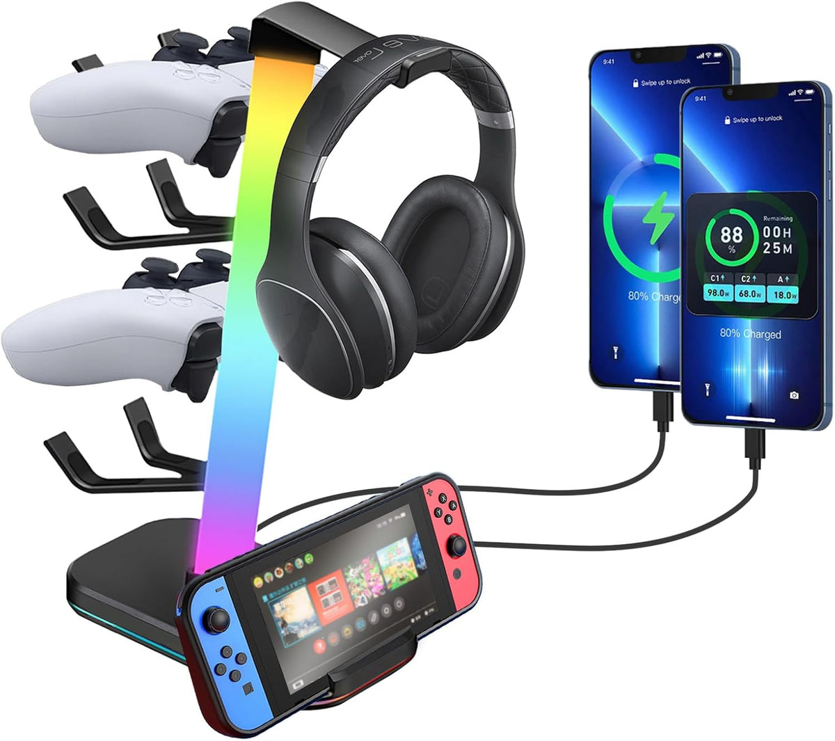 RGB Gaming Headphone & Controller Stand